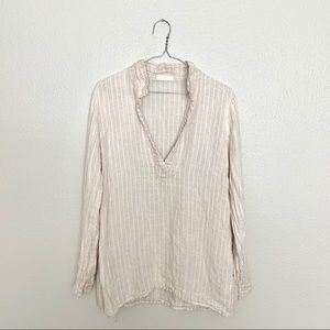 CP Shades Cream Striped Linen Tunic